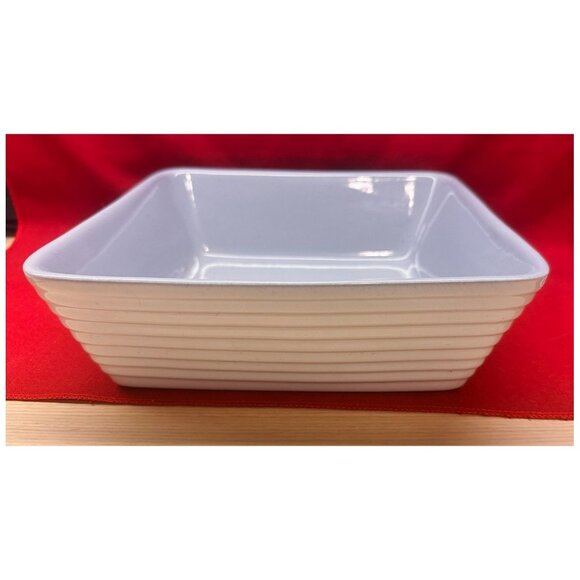 9" Square Anchor Hocking Casserole Baking Dish Ribbed Side Gray/White Stoneware - Picture 1 of 3